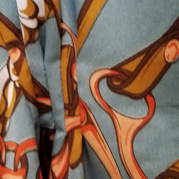 blue cream ivory chains tie sleeveless blouse - Picture 5 of 9